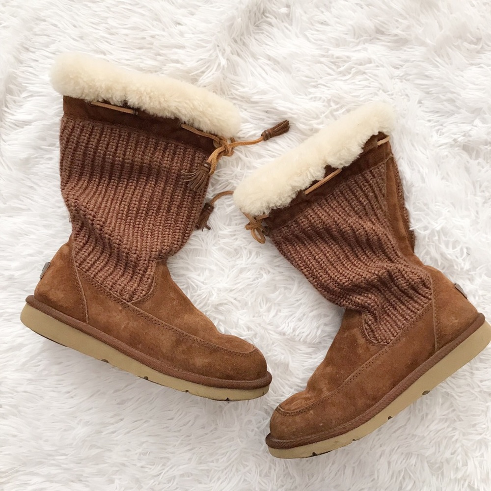 UGG Suburb Crochet Knit Suede Boots
